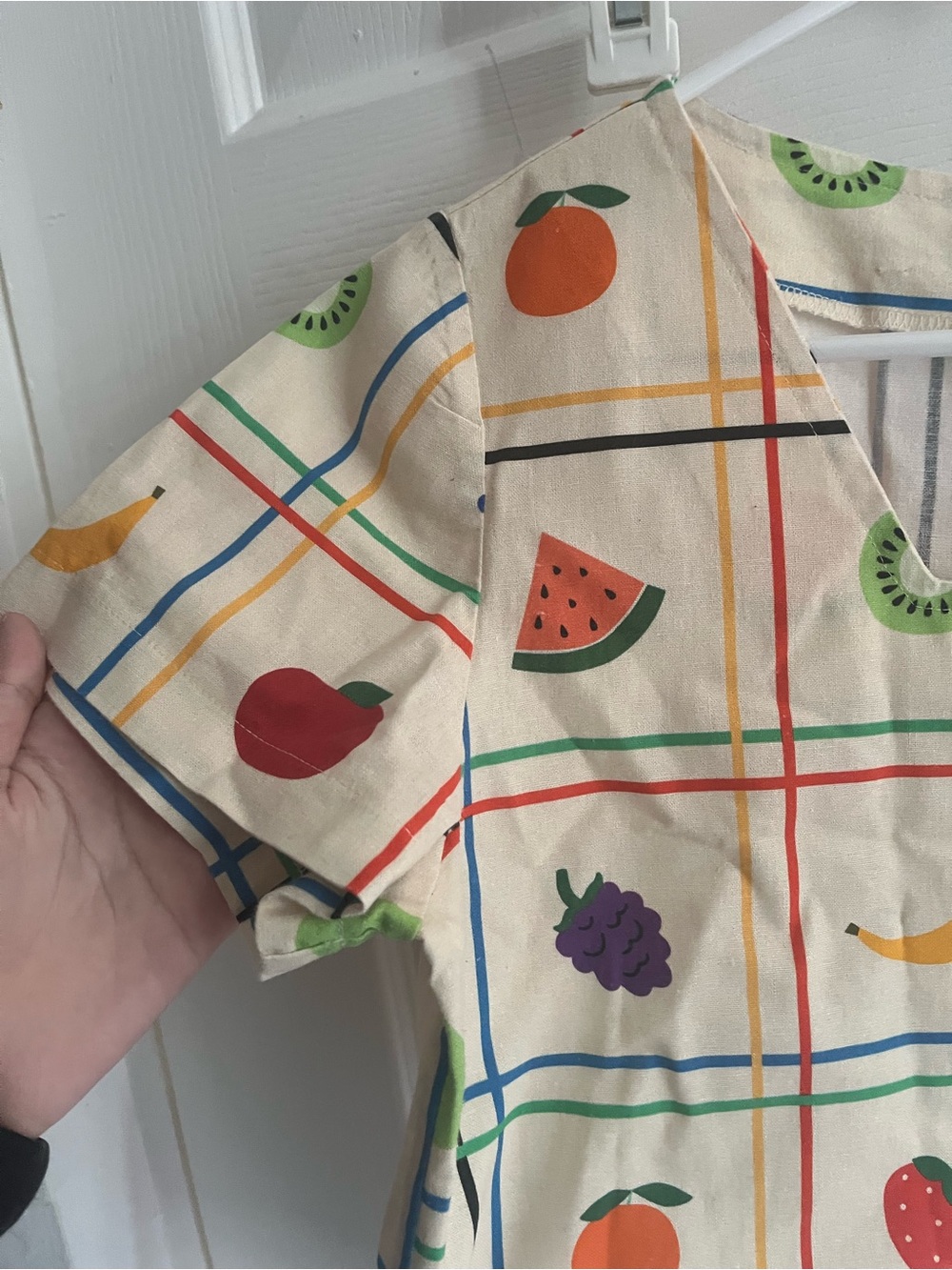 Ersa Fibers Top Frankie Fruit Print Short Sleeve 100% Linen size S - Picture 4 of 8